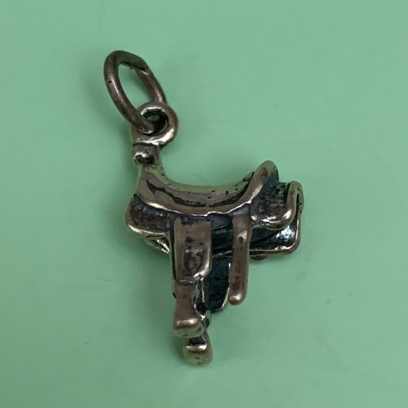 Saddle Sterling Silver Jewelry Charm #western #horse saddle - Picture 2 of 3